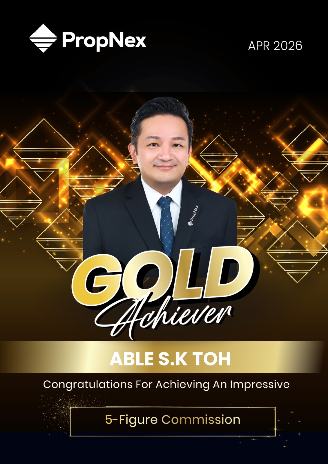 PropNex Gold Achiever award, April 2026